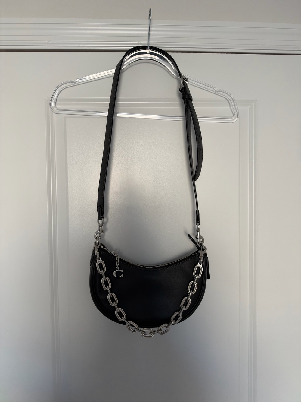 Coach Crescent Shoulder/Crossbody Bag with Silver Chain